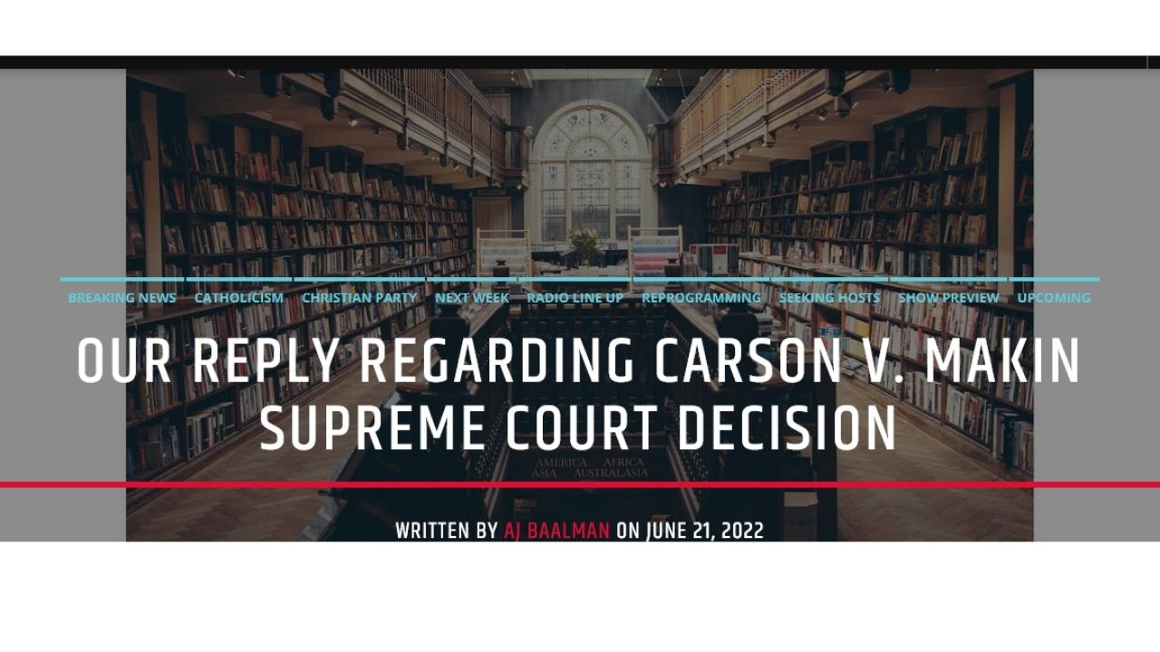 Our Reply Regarding Carson V Makin Supreme Court Decision Omc Radio Tv 0598